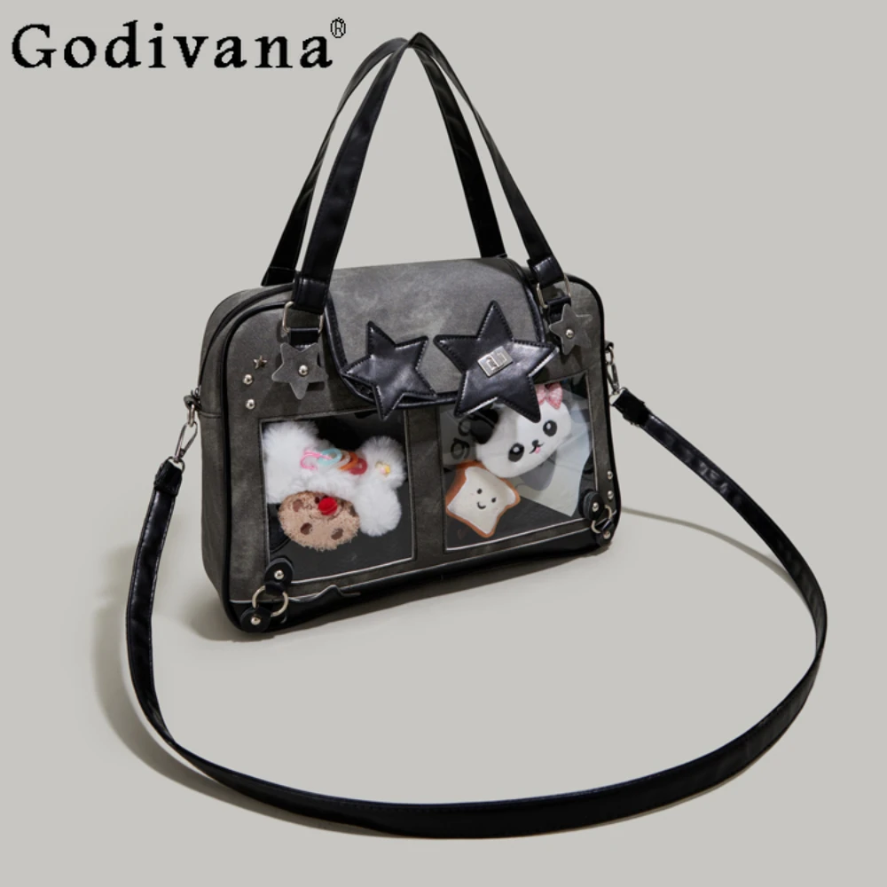 Кожаная сумка через плечо для японских студентов Bolso Kawaii, прозрачная сумка Itabag, женские зимние новые сумки большой вместимости
Кожаная сумка через плечо для японских студентов Bolso Kawaii, прозрачная сумка Itabag, женские зимние новые сумки большой вместимости