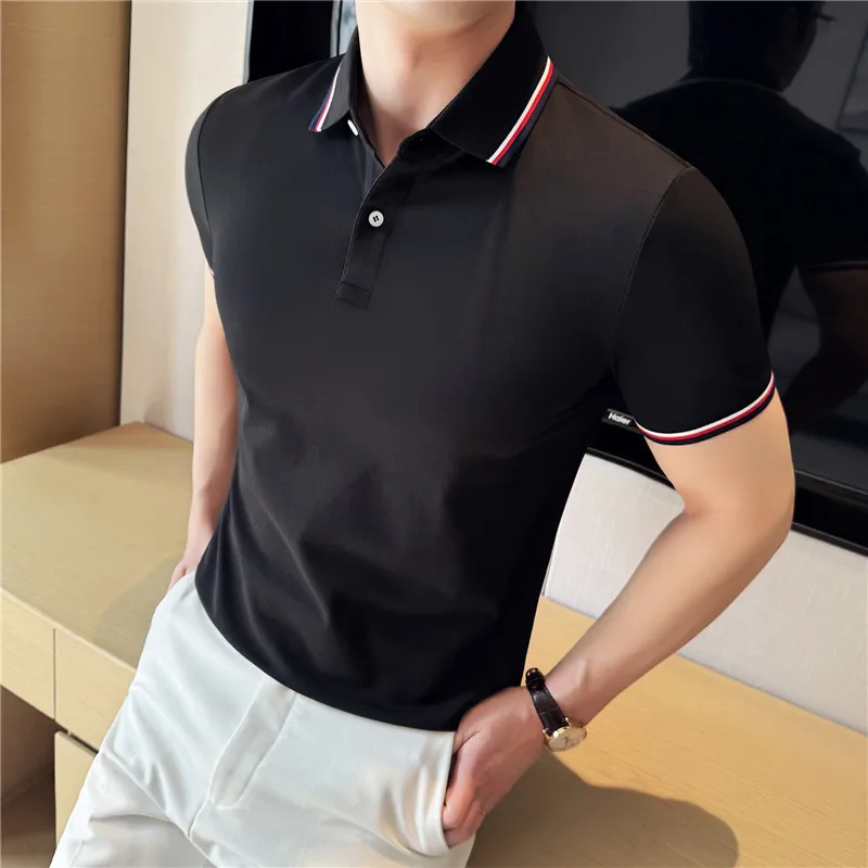 Mens Polo Shirts Short Sleeve Casual Slim Fit Boy Clothes Contrast Striped Turn-down Collar Men t-shirt Summer Wear Pullover Top
Mens Polo Shirts Short Sleeve Casual Slim Fit Boy Clothes Contrast Striped Turn-down Collar Men t-shirt Summer Wear Pullover Top