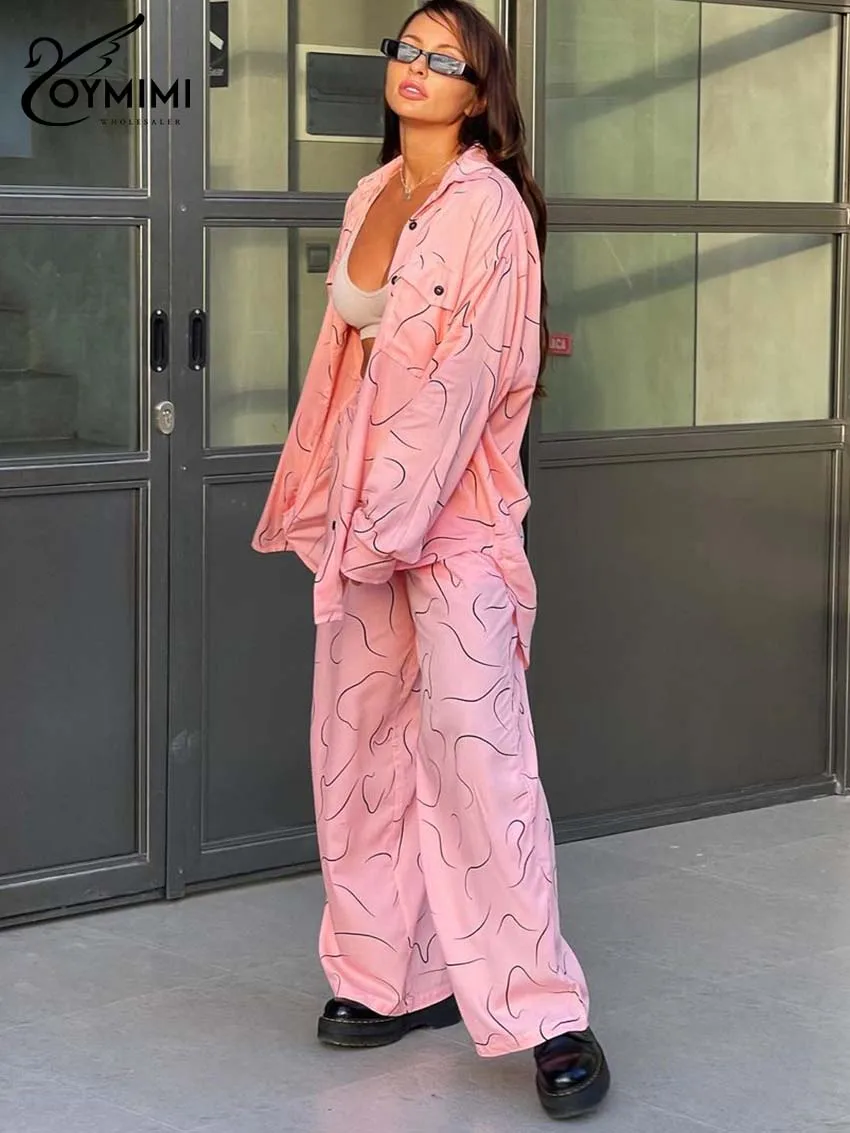 Oymimi Fashion Pink Print 2 Piece Sets Women Outfit Elegant Long Sleeve Button Pockets Shirt And Drawstring Trousers Female Set
Oymimi Fashion Pink Print 2 Piece Sets Women Outfit Elegant Long Sleeve Button Pockets Shirt And Drawstring Trousers Female Set