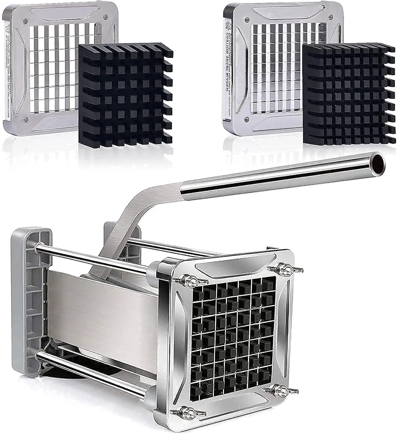 Резак для жарки с двумя лезвиями для идеальных полосок размером 1/2 дюйма и 3/8 дюйма, трудосберегающая ручка.
Резак для жарки с двумя лезвиями для идеальных полосок размером 1/2 дюйма и 3/8 дюйма, трудосберегающая ручка.