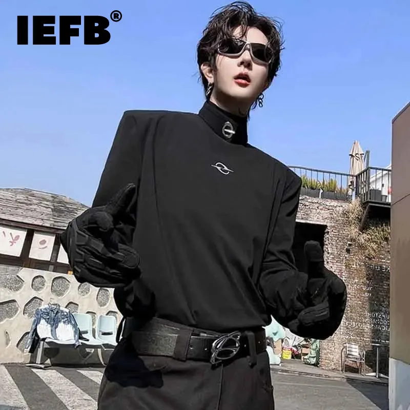 IEFB Male T-shirt Mock Neck Metal Buckle Niche Design Solid Color Men Long Sleeve Tops Men's Clothing Spring New Chic 9C4638
IEFB Male T-shirt Mock Neck Metal Buckle Niche Design Solid Color Men Long Sleeve Tops Men's Clothing Spring New Chic 9C4638