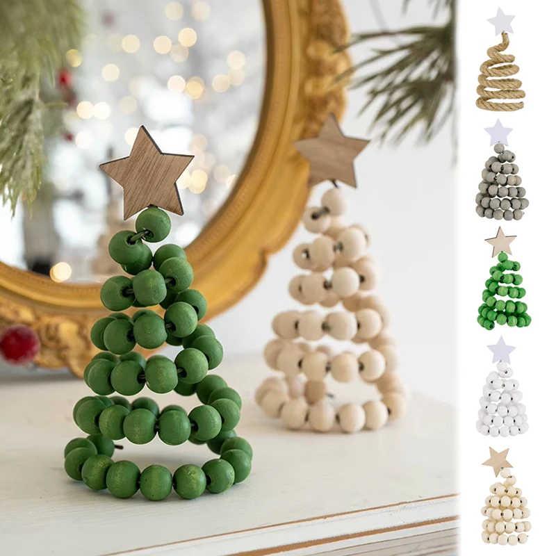 Mini Wooden Bead Christmas Tree DIY Ornaments Rustic Farmhouse Tabletop Decor with Star Topper for Holiday Home Office Decor
Mini Wooden Bead Christmas Tree DIY Ornaments Rustic Farmhouse Tabletop Decor with Star Topper for Holiday Home Office Decor