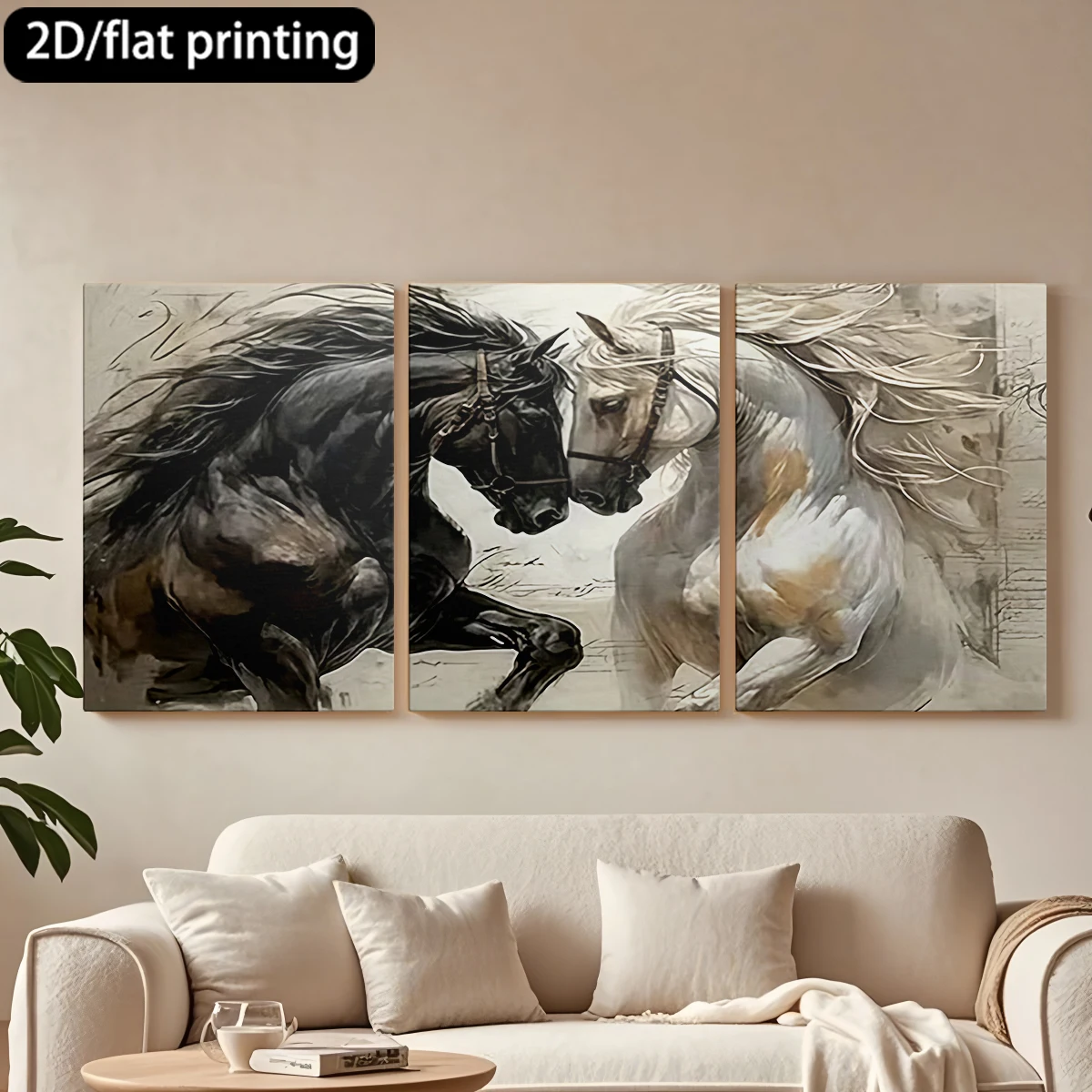 2D flat printing 3pc wooden frame canvas decorative painting Two horses, dynamic interaction.Corridor bedroom decoration
2D flat printing 3pc wooden frame canvas decorative painting Two horses, dynamic interaction.Corridor bedroom decoration