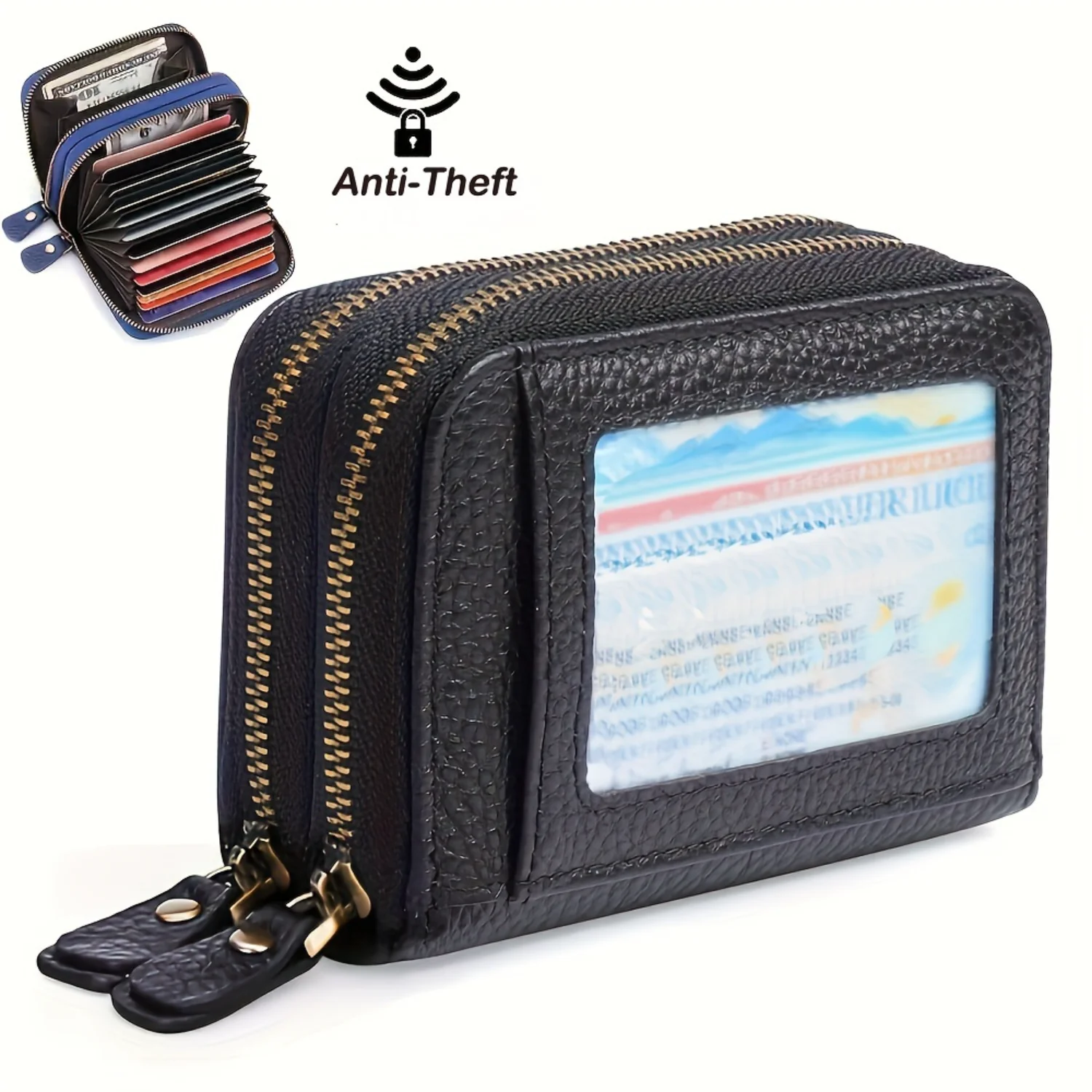 Stylish RFID-Protected Faux Leather Multi-Card Wallet with Classic Zip-Around Design for Credit Cards, Coin Pocket & ID Display.
Stylish RFID-Protected Faux Leather Multi-Card Wallet with Classic Zip-Around Design for Credit Cards, Coin Pocket & ID Display.