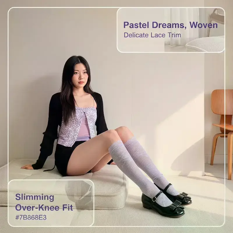 Spring Summer Solid Color Thin Women Stockings JK Lace Hollow Out Pile Calf Socks Dopamine Knee High Socks Sweet Girls Stockings
Spring Summer Solid Color Thin Women Stockings JK Lace Hollow Out Pile Calf Socks Dopamine Knee High Socks Sweet Girls Stockings