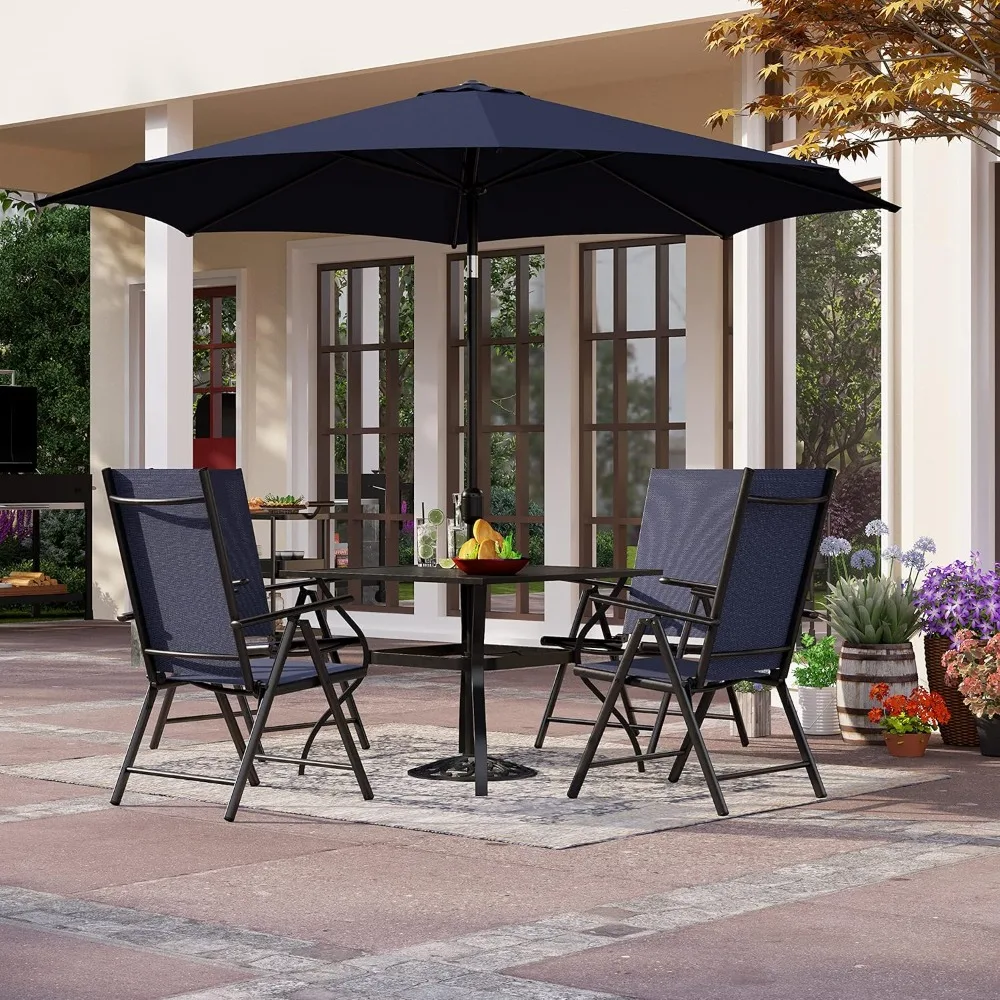Outdoor Dining Set for 4 with Umbrella (Navy Blue), Patio Dining Furniture Set with Square Metal Outdoor Table and Pat
Outdoor Dining Set for 4 with Umbrella (Navy Blue), Patio Dining Furniture Set with Square Metal Outdoor Table and Pat