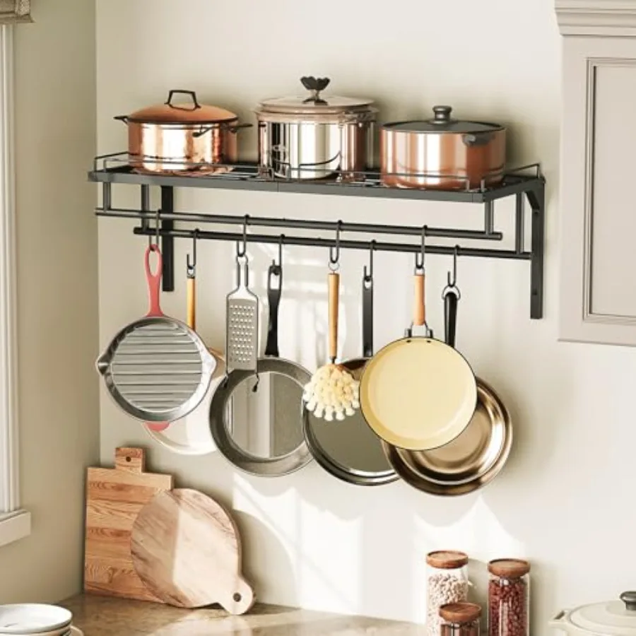 CHOEZON Hanging Pot Rack, Wall-Mounted Pot Rack, Kitchen Cookware Organizer, Metal Pot and pan Organizer Holder, for Cookware,
CHOEZON Hanging Pot Rack, Wall-Mounted Pot Rack, Kitchen Cookware Organizer, Metal Pot and pan Organizer Holder, for Cookware,