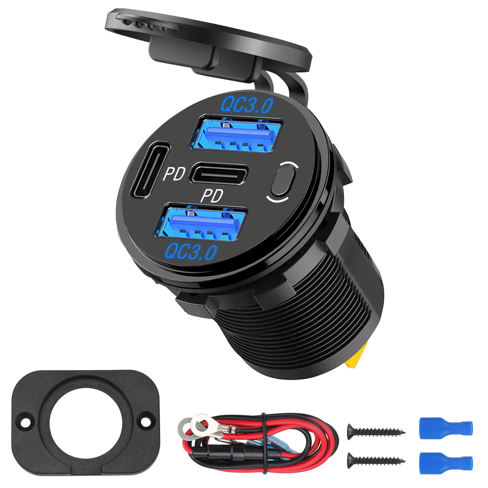 Dual USB Charger Socket Fast Charging QC3.0 & PD Outlet for Car Boat RV 12-24V
Dual USB Charger Socket Fast Charging QC3.0 & PD Outlet for Car Boat RV 12-24V