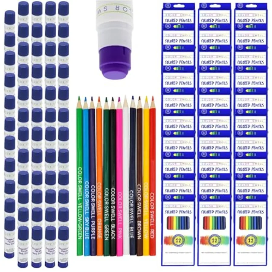 Bulk Colored Pencils 30 Packs, 12 Pencils per Pack and Bulk Glue Sticks (60 Sticks)
Bulk Colored Pencils 30 Packs, 12 Pencils per Pack and Bulk Glue Sticks (60 Sticks)