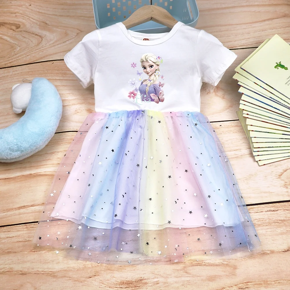 Girls Dress 2025 New Summer Kids Clothes Children Frozen Elsa Princess Baby Girl Short Sleeve Cute Party Dresses Rainbow 2-8Y
Girls Dress 2025 New Summer Kids Clothes Children Frozen Elsa Princess Baby Girl Short Sleeve Cute Party Dresses Rainbow 2-8Y