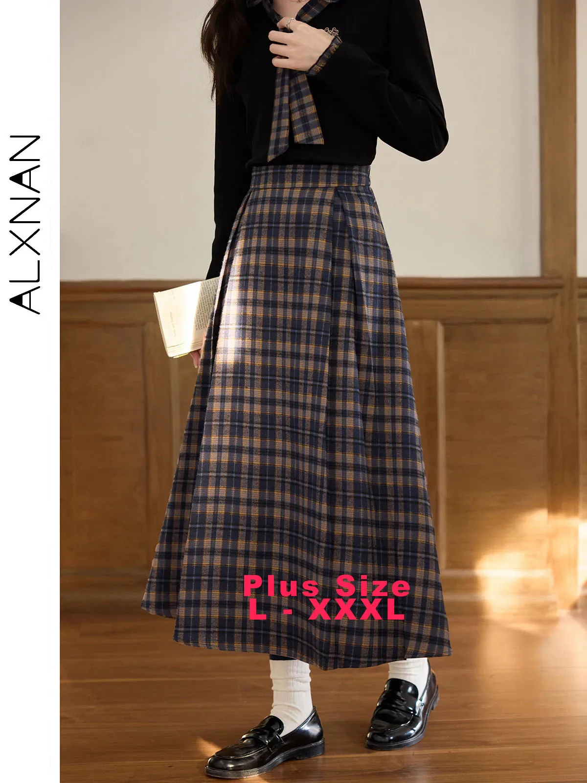ALXNAN Длинная клетчатая юбка больших размеров, женская темно-синяя плиссированная офисная женская юбка трапециевидной формы, осенне-зимняя элегантная женская одежда D12709
ALXNAN Длинная клетчатая юбка больших размеров, женская темно-синяя плиссированная офисная женская юбка трапециевидной формы, осенне-зимняя элегантная женская одежда D12709