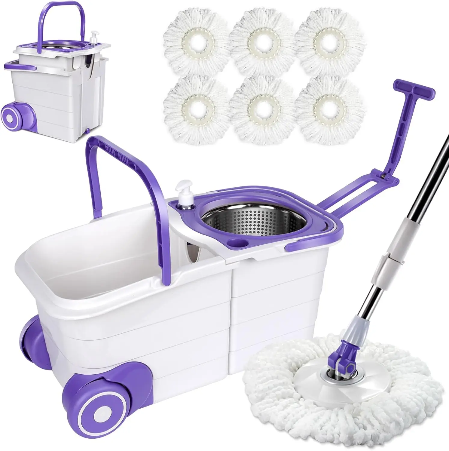 Spin Mop and Bucket with Wringer Set,360° Spinning Mop and Bucket with Wheels, Easy Moving,Stackable Mop Bucket,Stainless Steel
Spin Mop and Bucket with Wringer Set,360° Spinning Mop and Bucket with Wheels, Easy Moving,Stackable Mop Bucket,Stainless Steel