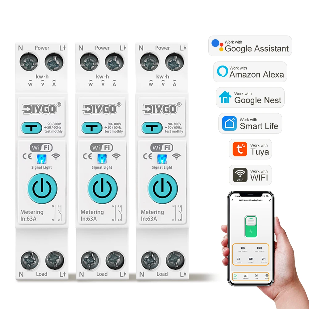 1P+N Smart Circunit Breaker DGB-63TD WIFI Voltage Current Leakage Protection 63A Wireless Voice Remote Control Switch Smart Life
1P+N Smart Circunit Breaker DGB-63TD WIFI Voltage Current Leakage Protection 63A Wireless Voice Remote Control Switch Smart Life