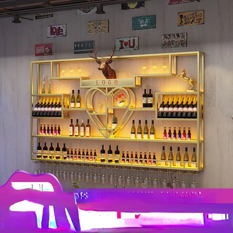 Restaurant wall red wine rack, bar counter, wine cabinet, iron art customized industrial style bar display rack, wall mounted
Restaurant wall red wine rack, bar counter, wine cabinet, iron art customized industrial style bar display rack, wall mounted