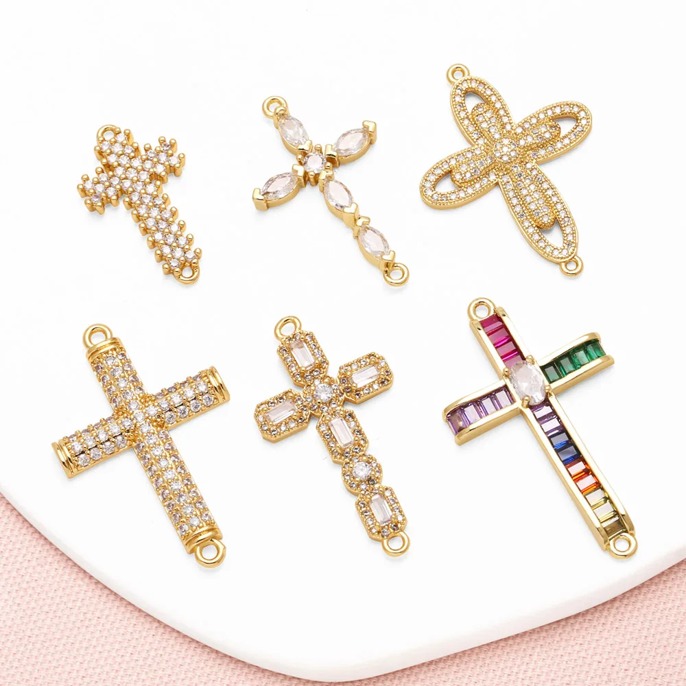 OCESRIO Fashion White Crystal Big Cross Charms for Bracelet Copper Gold Plated Rainbow Crucifix accesorios de joyería chma286
OCESRIO Fashion White Crystal Big Cross Charms for Bracelet Copper Gold Plated Rainbow Crucifix accesorios de joyería chma286