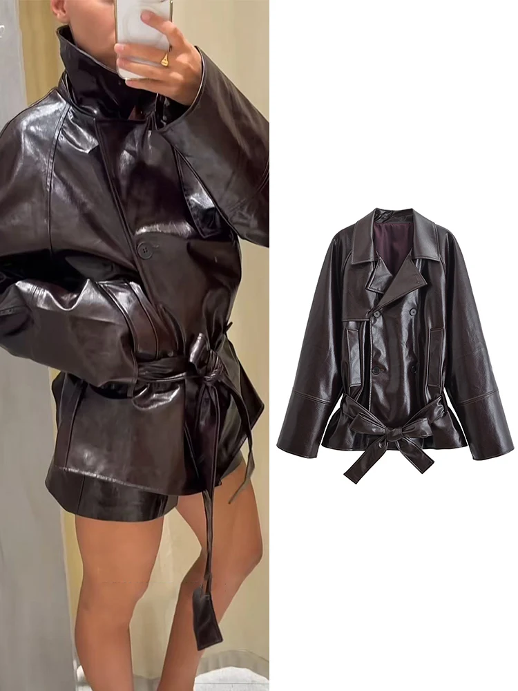 Autumn Winter Faux Leather Jackets For Women 2025 Chic Double Breasted PU Jacket Coat Lady Casual Vintage High Street Jacket
Autumn Winter Faux Leather Jackets For Women 2025 Chic Double Breasted PU Jacket Coat Lady Casual Vintage High Street Jacket