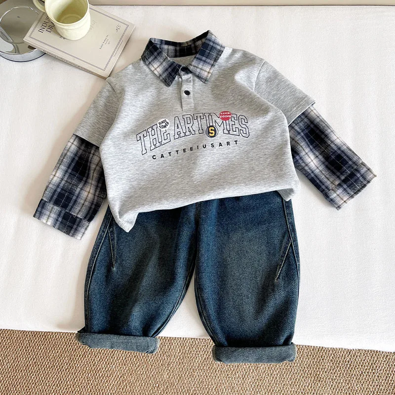 Детская одежда, пуловеры, кофты, новые детские толстовки с капюшоном из двух предметов в корейском стиле для мальчиков, осенние топы с базовым слоем
Детская одежда, пуловеры, кофты, новые детские толстовки с капюшоном из двух предметов в корейском стиле для мальчиков, осенние топы с базовым слоем