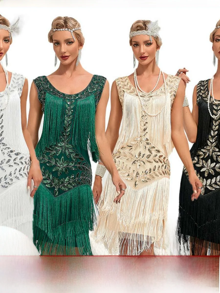 Retro Gatsby Dance Dress round Neck Large Size Dress Sequin Bead Evening Gown Slim Fit Party Dress Elegant Women's Fashion
Retro Gatsby Dance Dress round Neck Large Size Dress Sequin Bead Evening Gown Slim Fit Party Dress Elegant Women's Fashion