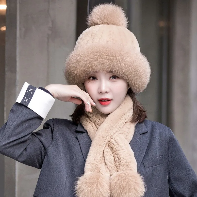 Ladies' warm two-piece set scarf and hat thickened wool real
Ladies' warm two-piece set scarf and hat thickened wool real
