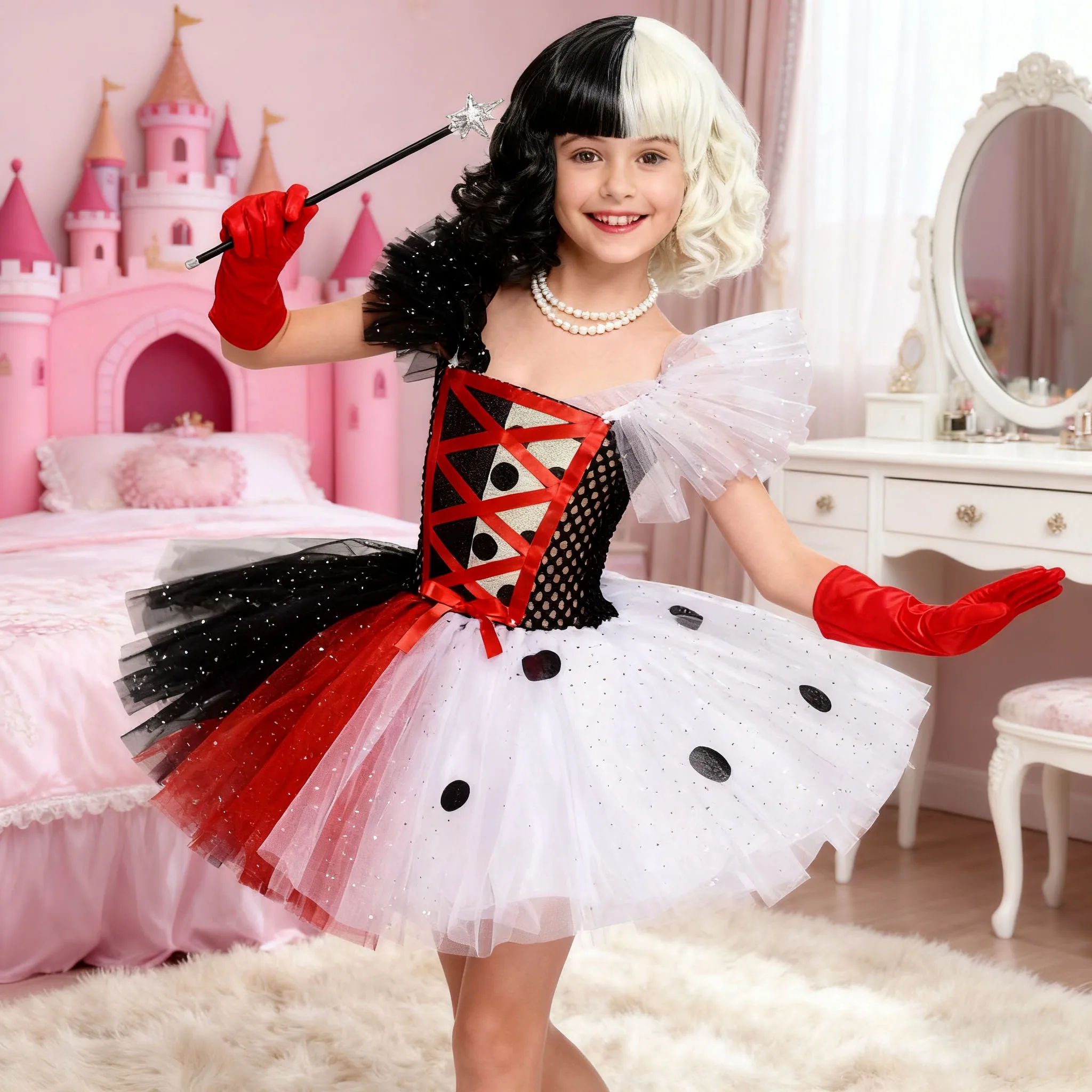 Детское страшное платье Джокера, черный, белый, красный костюм на Хэллоуин для девочек, платье в горошек для девочек, детская праздничная одежда, костюм
Детское страшное платье Джокера, черный, белый, красный костюм на Хэллоуин для девочек, платье в горошек для девочек, детская праздничная одежда, костюм