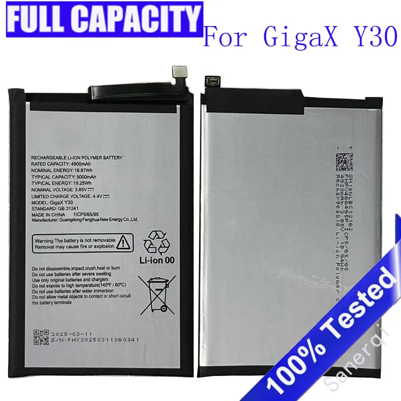 3.85V 5000mAh Battery for GDL GigaX Y30 Mobile Phone Rechargeable Li-ion Battery AKKU Batteria
3.85V 5000mAh Battery for GDL GigaX Y30 Mobile Phone Rechargeable Li-ion Battery AKKU Batteria