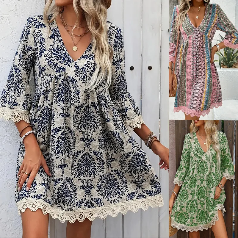 New Women's Fashion 2025 Lace Print Summer Casual Party Mini Dress Beach Style Elegant Flowers Women's Short Sleeve Dress Vest
New Women's Fashion 2025 Lace Print Summer Casual Party Mini Dress Beach Style Elegant Flowers Women's Short Sleeve Dress Vest