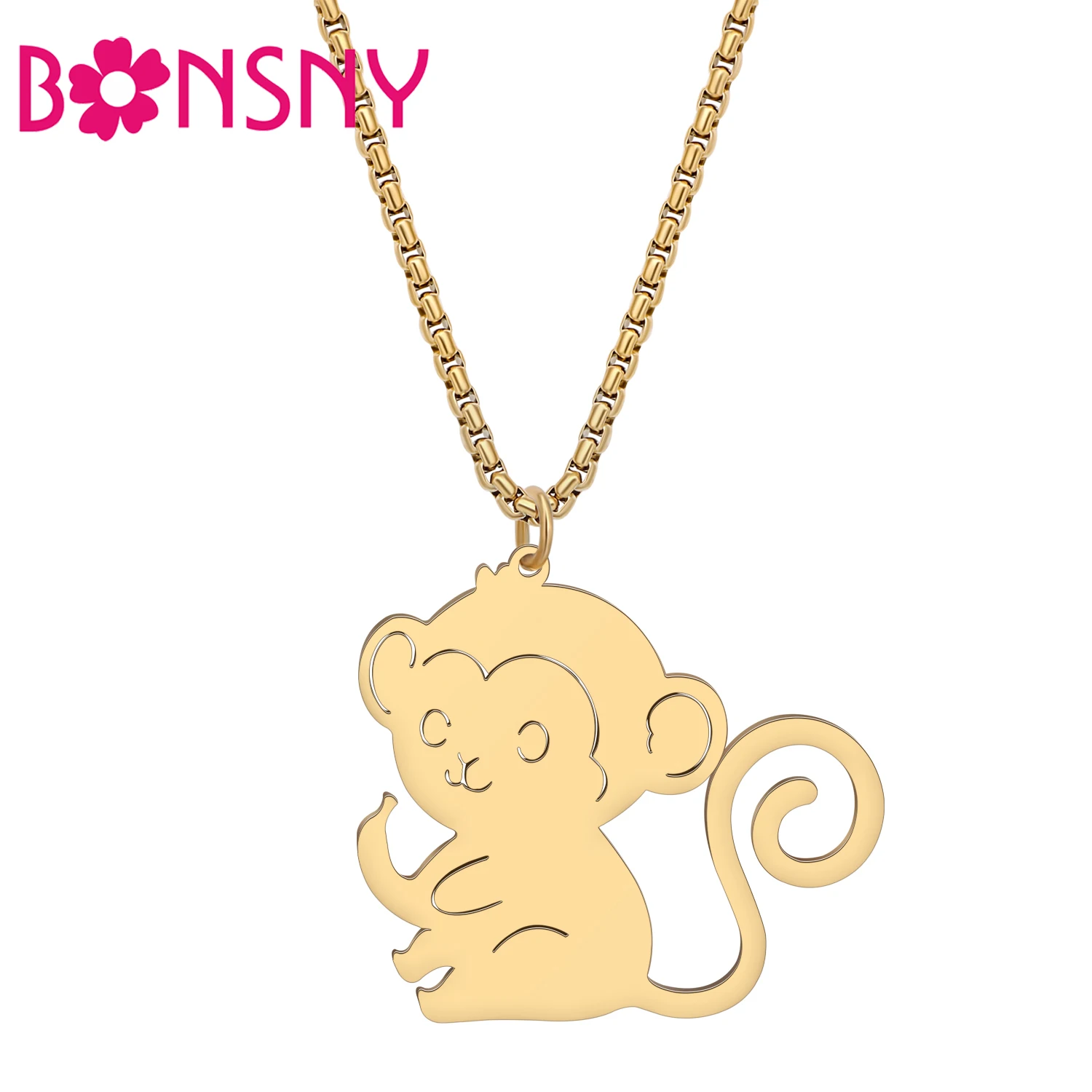 BONSNY Chubby Monkey банановое ожерелье из нержавеющей стали, кулон с дикими животными, ювелирные изделия, очаровательные подарки, декор для вечеринки для женщин, подарки для детей 
BONSNY Chubby Monkey банановое ожерелье из нержавеющей стали, кулон с дикими животными, ювелирные изделия, очаровательные подарки, декор для вечеринки для женщин, подарки для детей