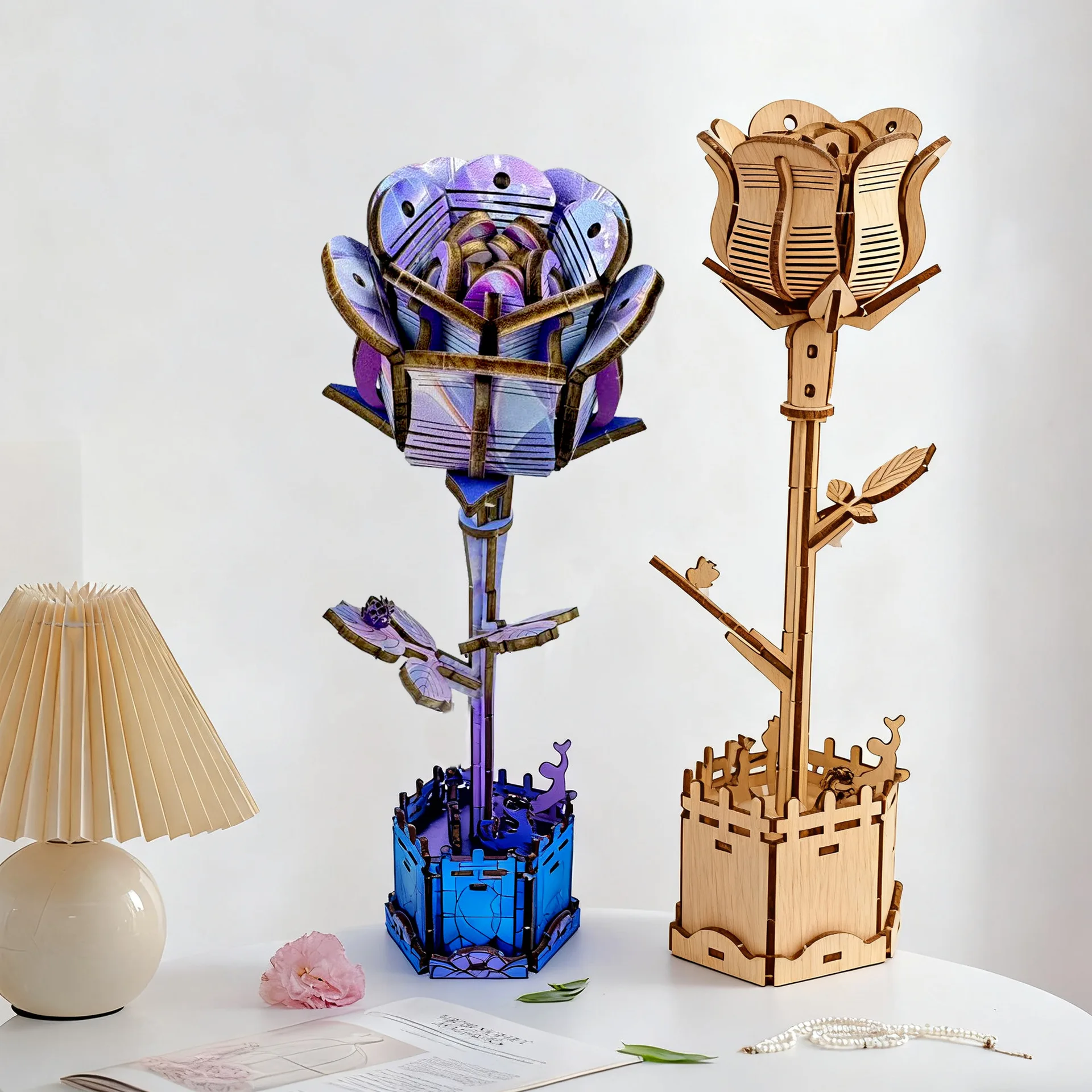 Wooden Flower DIY Craft Kit 3D Puzzle Painting 2 in 1 Build and Color Your Own Blue Rose Gift for Mom Wife Valentines Day
Wooden Flower DIY Craft Kit 3D Puzzle Painting 2 in 1 Build and Color Your Own Blue Rose Gift for Mom Wife Valentines Day