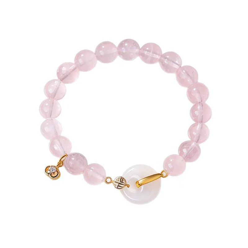 Natural Rose Quartz Bracelet for Women with White Agate Peace Buckle Elegant Stylish Jewelry Gifts
Natural Rose Quartz Bracelet for Women with White Agate Peace Buckle Elegant Stylish Jewelry Gifts