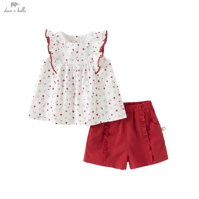 Dave Bella Children Sweet Cute Thin Red Floral Shorts Set Girls' Baby Summer Casual Top Pants Two-Piece Outdoor Party DB2252206
Dave Bella Children Sweet Cute Thin Red Floral Shorts Set Girls' Baby Summer Casual Top Pants Two-Piece Outdoor Party DB2252206