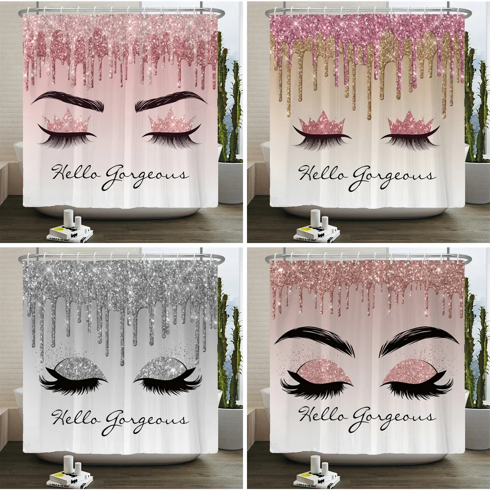 Girl Pink Silver Eyelash Shower Curtain Gorgeous Waterproof Polyester Fabric Bath Curtains Glitter Bathtub Screen with Hooks
Girl Pink Silver Eyelash Shower Curtain Gorgeous Waterproof Polyester Fabric Bath Curtains Glitter Bathtub Screen with Hooks