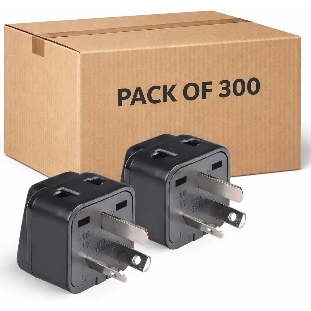 Universal Travel Adapter with Type I Plug for Australia, New Zealand, and China, Suitable for US Outlets, Pack of 300, Black
Universal Travel Adapter with Type I Plug for Australia, New Zealand, and China, Suitable for US Outlets, Pack of 300, Black