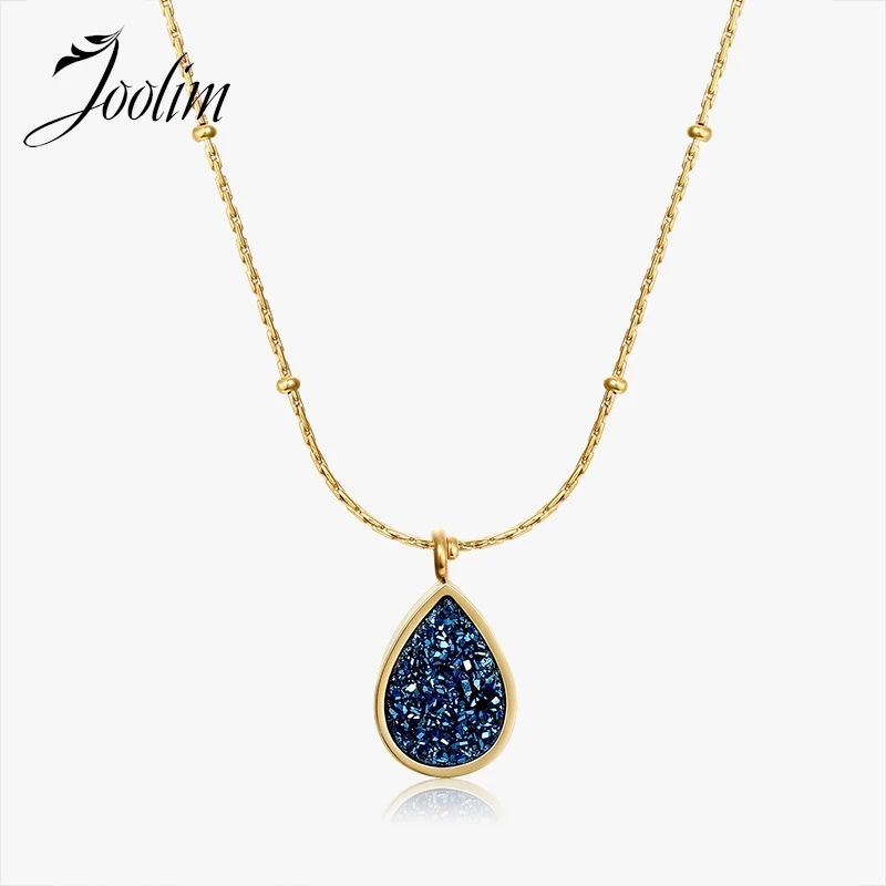 Joolim Jewelry Wholesale Fashion Dream Blue Bud Starry Sky Water Drop Pendant Bead Chain Stainless Steel Necklace for Women
Joolim Jewelry Wholesale Fashion Dream Blue Bud Starry Sky Water Drop Pendant Bead Chain Stainless Steel Necklace for Women