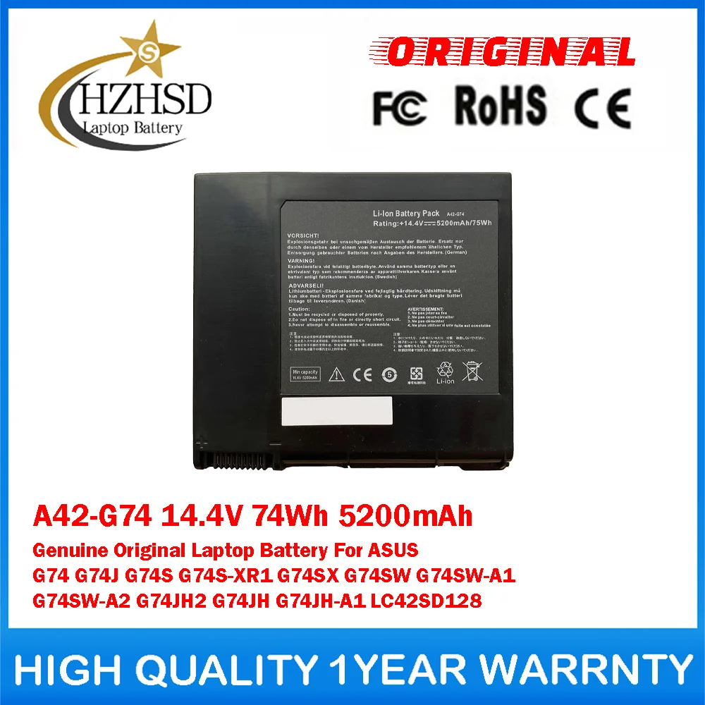 A42-G74 14.4V 74Wh 5200mAh Genuine Laptop Battery For ASUS G74 G74J G74S G74S-XR1 G74SX G74SW G74SW-A1 G74SW-A2 G74JH2
A42-G74 14.4V 74Wh 5200mAh Genuine Laptop Battery For ASUS G74 G74J G74S G74S-XR1 G74SX G74SW G74SW-A1 G74SW-A2 G74JH2