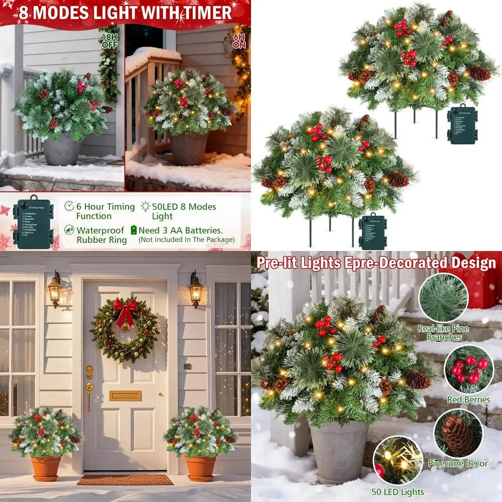 Battery-Powered Lighted Artificial Christmas Trees, Outdoor Porch Planter Filler, Flocked Pine Trees, Holiday Home Decor, Set of
Battery-Powered Lighted Artificial Christmas Trees, Outdoor Porch Planter Filler, Flocked Pine Trees, Holiday Home Decor, Set of