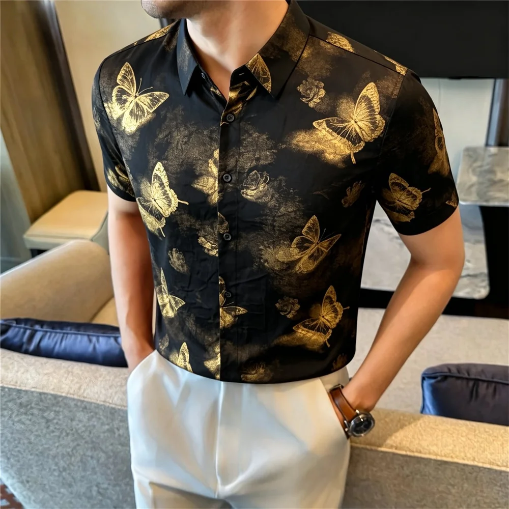 Luxury Men's Short-sleeved Elegant Shirts Summer Butterfly Printed Slim Fit Man Casual Shirt Streetwear Fashion Mens Clothing
Luxury Men's Short-sleeved Elegant Shirts Summer Butterfly Printed Slim Fit Man Casual Shirt Streetwear Fashion Mens Clothing