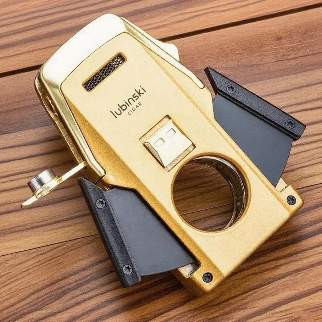 LUBINSKI Premium Turbo Dual Flame Jet Windproof Refillable Butane Lighter W Metal Punch Cigar Cutter Holder Cigar Accessories
LUBINSKI Premium Turbo Dual Flame Jet Windproof Refillable Butane Lighter W Metal Punch Cigar Cutter Holder Cigar Accessories