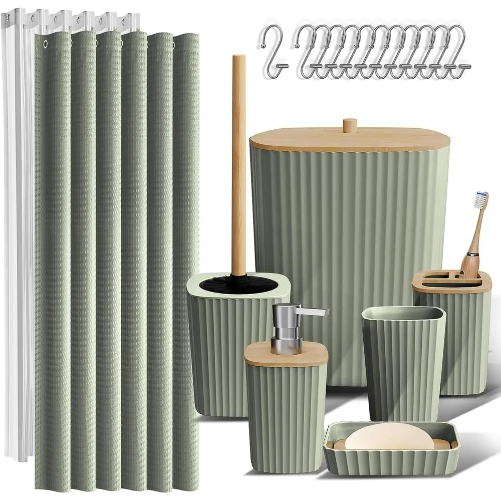 Bathroom Accories Set - Bathroom Set, Bathroom Accory Set, Shower Curtain Set, Toilet Brush, Trash Can & Soap Dispenser - Sage G
Bathroom Accories Set - Bathroom Set, Bathroom Accory Set, Shower Curtain Set, Toilet Brush, Trash Can & Soap Dispenser - Sage G