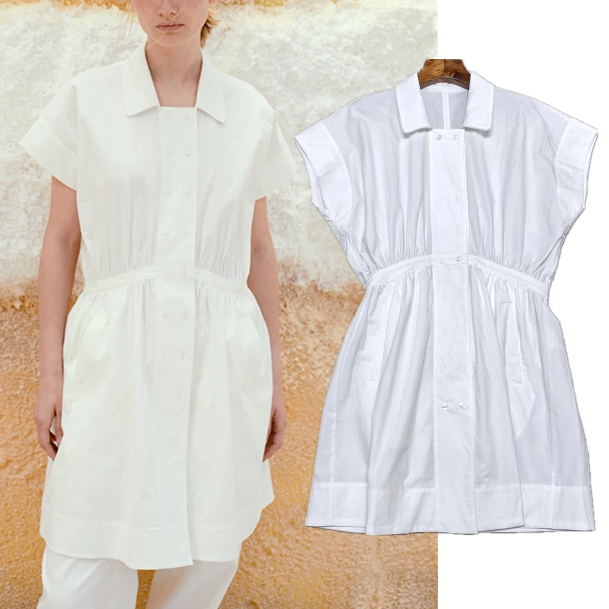 Dave&di Nordic Minimalist Collar Waist Shirt Dress Cotton Short Sleeve Dress Women's Casual Dresses Female Clothing Summer Dress
Dave&di Nordic Minimalist Collar Waist Shirt Dress Cotton Short Sleeve Dress Women's Casual Dresses Female Clothing Summer Dress