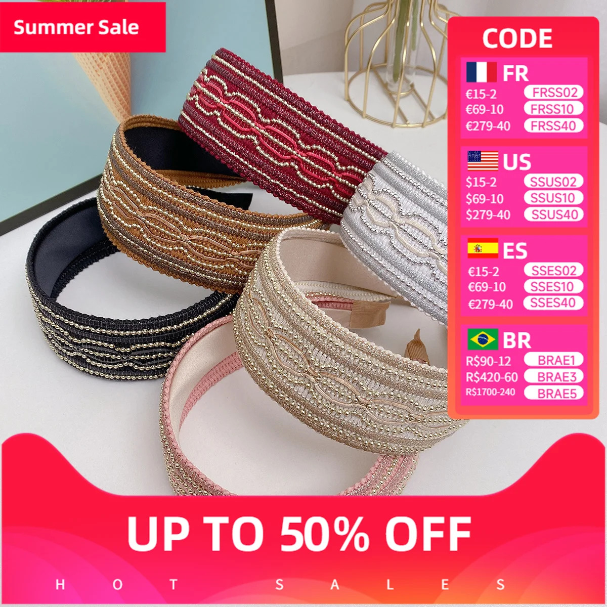 New retro wide-brimmed headband women's premium baroque European and American style chain woven headband hair accessories
New retro wide-brimmed headband women's premium baroque European and American style chain woven headband hair accessories