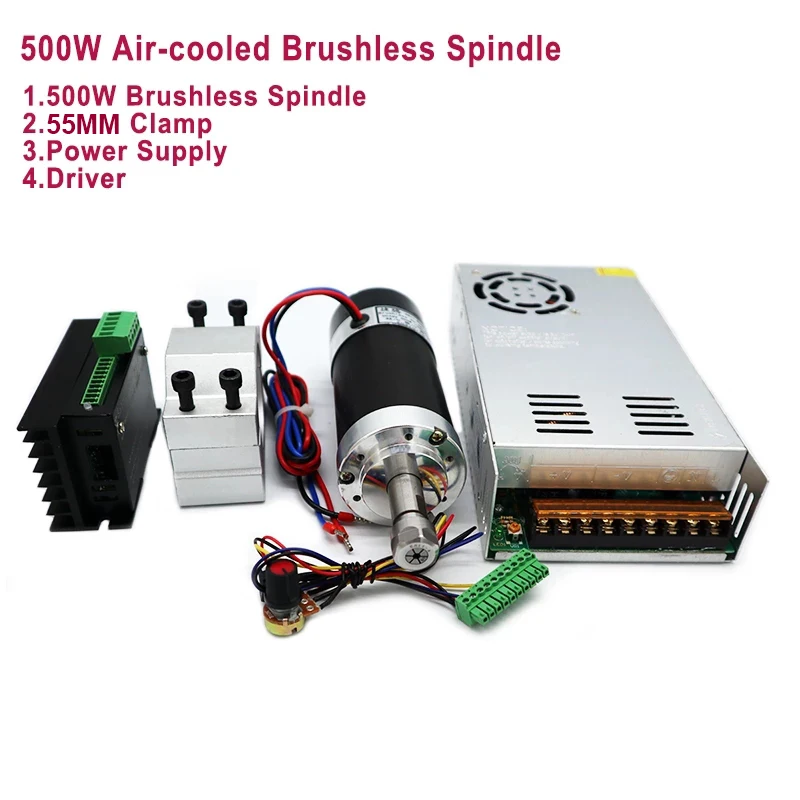 CNC Air-cooled Spindl ER11/ER16 Collet 500W/300W Brushless Spindle Motor Engraving Machine 48V Power Supply Driver +55mm Clamp
CNC Air-cooled Spindl ER11/ER16 Collet 500W/300W Brushless Spindle Motor Engraving Machine 48V Power Supply Driver +55mm Clamp