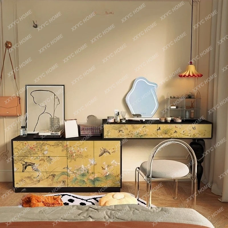 Medieval flower and bird solid wood bedroom multi-functional storage locker
Medieval flower and bird solid wood bedroom multi-functional storage locker