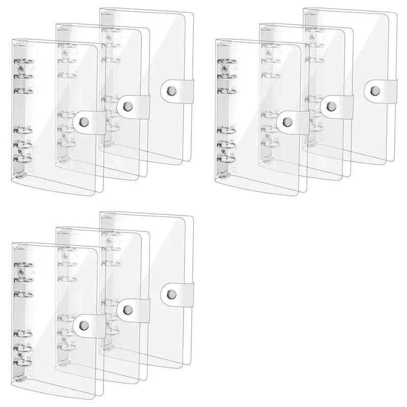 QWE-9 Pack A6 Transparent Soft PVC 6 Ring Binder Cover Clear Binder Notebook Cover A6 Binder For Refillable Notebook
QWE-9 Pack A6 Transparent Soft PVC 6 Ring Binder Cover Clear Binder Notebook Cover A6 Binder For Refillable Notebook