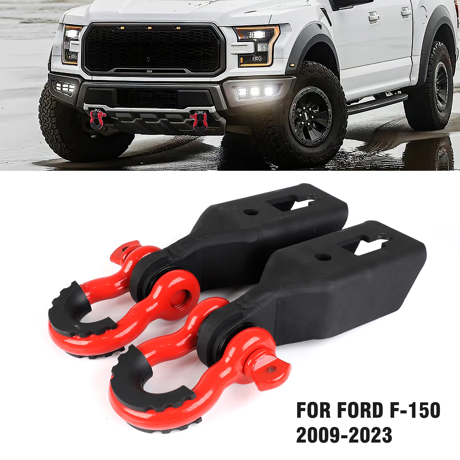 Front Tow Hook Shackle Mount Kit For Ford F150 2009-2024 with 3/4inch D Ring Shackles Demon Hook Bracket Replacement
Front Tow Hook Shackle Mount Kit For Ford F150 2009-2024 with 3/4inch D Ring Shackles Demon Hook Bracket Replacement