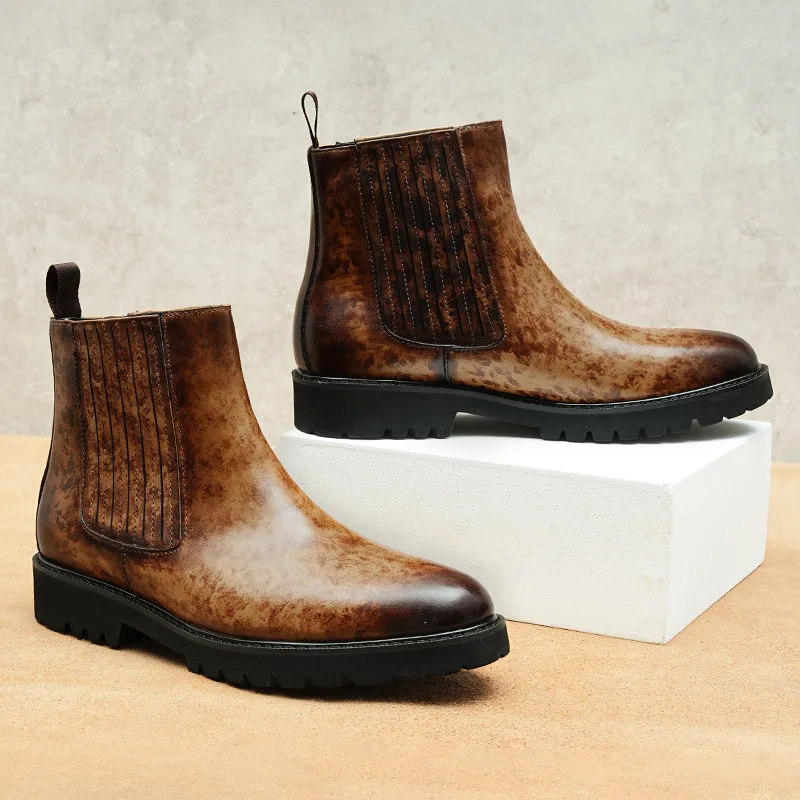 Мужские ботинки из натуральной кожи, черные, из воловьей кожи, для банкетов и деловых встреч, без шнуровки, зимние, класса люкс
Мужские ботинки из натуральной кожи, черные, из воловьей кожи, для банкетов и деловых встреч, без шнуровки, зимние, класса люкс