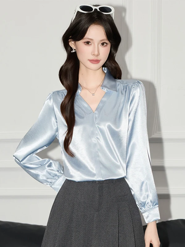 Elegant V-Neck Women's Shirt Spring 2026 Design Sensation Small Audience High-End Acetate Satin Office Lady Style Long Sleeve
Elegant V-Neck Women's Shirt Spring 2026 Design Sensation Small Audience High-End Acetate Satin Office Lady Style Long Sleeve