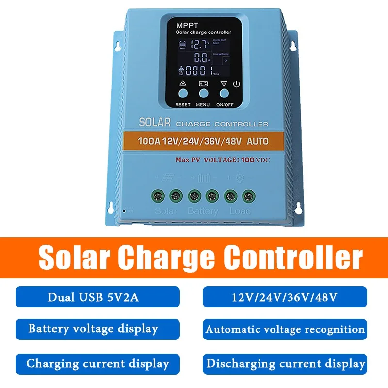 MPPT Solar Charge Controller 60A 100A 12V 24V 36V 48V Solar Panel Battery Intelligent Regulator LCD Display Dual USB
MPPT Solar Charge Controller 60A 100A 12V 24V 36V 48V Solar Panel Battery Intelligent Regulator LCD Display Dual USB