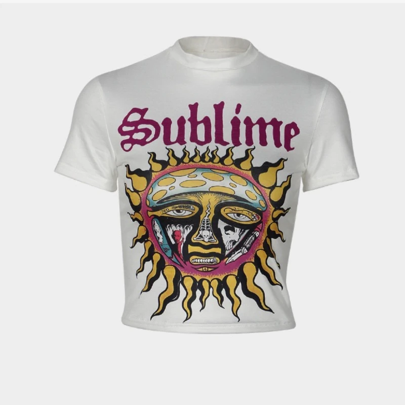 This summer short, crop top T-shirt from 2025 features the words' Europe and Free Women 'printed on it 
This summer short, crop top T-shirt from 2025 features the words' Europe and Free Women 'printed on it
