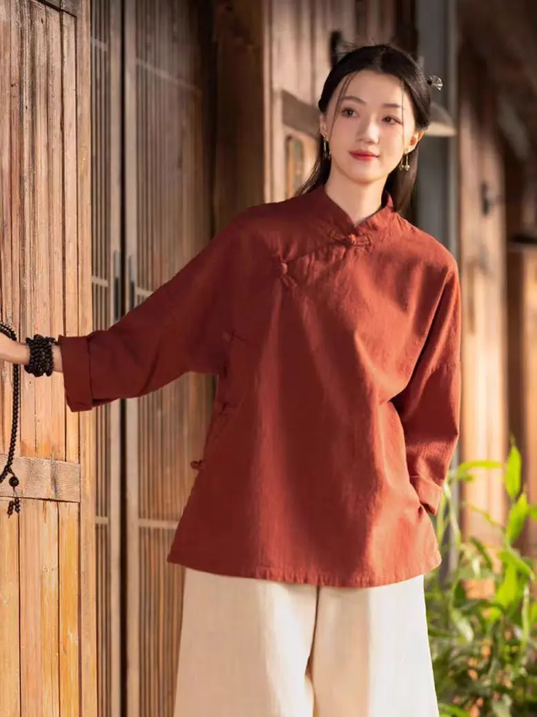 New Chinese Style Loose Long Sleeve Cotton Linen Shirt Set Women's Autumn Summer Wide Leg Pants Top Two Piece Suit
New Chinese Style Loose Long Sleeve Cotton Linen Shirt Set Women's Autumn Summer Wide Leg Pants Top Two Piece Suit