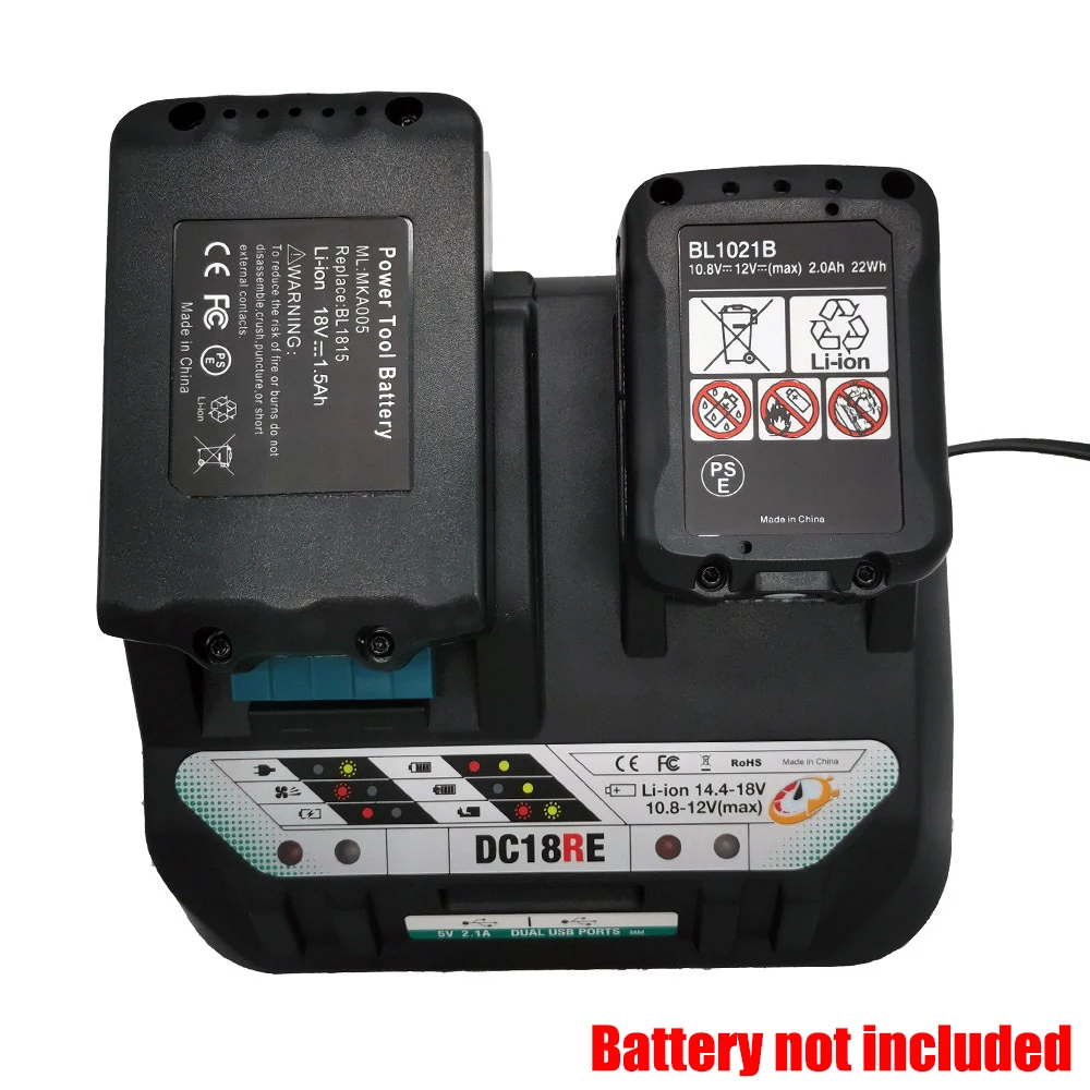 Lithium Battery Fast Charger Portable Dual-Port Charger Power Tool Battery Charging Station for Makita 12V–18V Lithium Batteries
Lithium Battery Fast Charger Portable Dual-Port Charger Power Tool Battery Charging Station for Makita 12V–18V Lithium Batteries